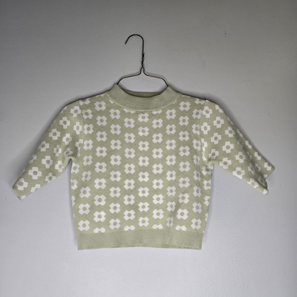 Princess Polly Green White Floral Mock Neck Sweater Women's Size Small S/M - Picture 2 of 9